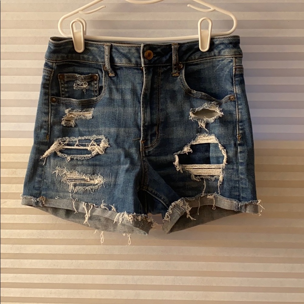 distressed denim shorts